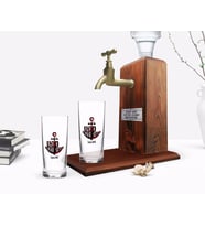BK Gift Kişiye Özel Renkli Baskılı Kaptan Tasarımlı İkili Rakı Bardağı ve Ahşap Rakı Standı Hediye Seti-3 (Model 1)