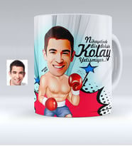BK Gift Kişiye Özel Bay Boksör Karikatürlü Beyaz Kupa Bardak  1