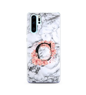 Mermer Çiçekli Harf Tasarım Süper Şeffaf Silikon Telefon Kılıfı Huawei P30 Pro Ç