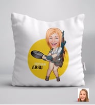 BK Gift Kişiye Özel Kadın PUBG Karikatürlü Yastık-1 (Beyaz)