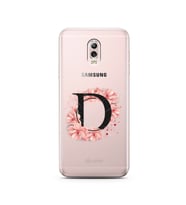 Pembe Çiçekli Harf Tasarım Süper Şeffaf Silikon Telefon Kılıfı Samsung C8  D-Har
