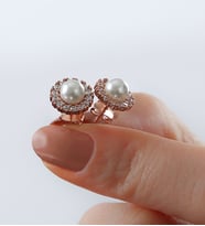 925 Ayar Gümüş İncili Küpe ( Rose Gold )