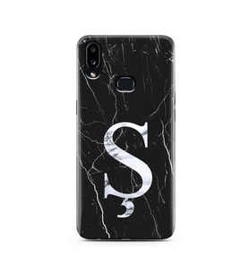Samsung A10s Siyah Mermer Harf Tasarımlı Telefon Kılıfı Ş-Harfi 