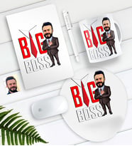 BK Gift Kişiye Özel Bay Big Boss Karikatürlü Defter Kalem Kupa Mouse Pad Seti-4 (Model 1)