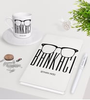 BK Gift Kişiye Özel Bankacı Beyaz Defter Kalem Türk Kahvesi Fincanı Seti-10 (Model 1)