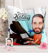 BK Gift Kişiye Özel Bay Piyanist Karikatürlü  Yastık  1