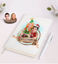 BK Gift Kişiye Özel Yılın En Mükemmel Çifti Karikatürlü Beyaz Defter ve Kalem Hediye Seti-61