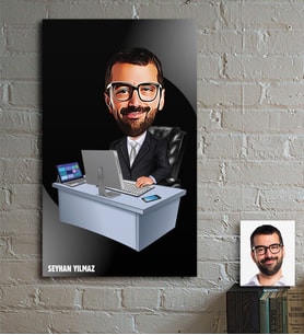BK Gift Kişiye Özel Bay Genel Müdür Karikatür Ahşap Tablo - 2
