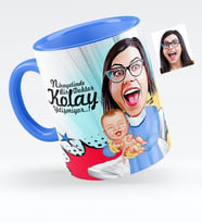 BK Gift Kişiye Özel Bayan Kadın Hastalıkları Ve Doğum Uzmanı Karikatürlü Mavi Kupa Bardak  1