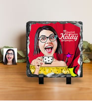 BK Gift Kişiye Özel Bayan Karikatürlü Dekoratif Doğal Taş  6
