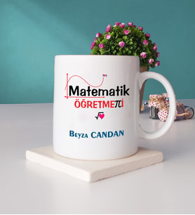 Matematik Öğretmeni Kupa Bardak ve Taş Bardak Altlığı Seti