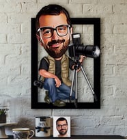 BK Gift Kişiye Özel Bay Profesyonel Fotoğrafçı Karikatürlü 3D Ahşap Tablo-1