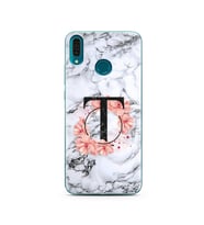 Mermer Çiçekli Harf Tasarım Süper Şeffaf Silikon Telefon Kılıfı Huawei Y9 2019 T