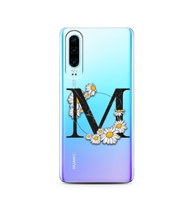 Papatya Harf Tasarım Süper Şeffaf Silikon Telefon Kılıfı Huawei P30   M-Harfi