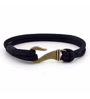 BRONZ METAL KANCA SİYAH PARACORD ERKEK BİLEKLİK BT616