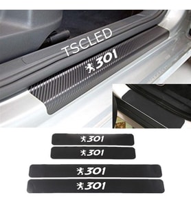 Peugeot 301 Karbon Kapı Eşiği Koruma Sticker Yapıştırma (4 Adet)