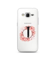 Pembe Çiçekli Harf Tasarım Süper Şeffaf Silikon Telefon Kılıfı Samsung Core Prim