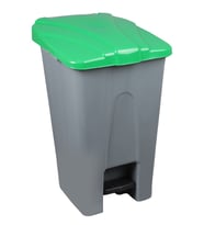 Safell Plastik Köşeli Pedallı Çöp Kovası 70 Lt - Tekerlekli - Pedallı Çöp Konteyneri - Gri Yeşil