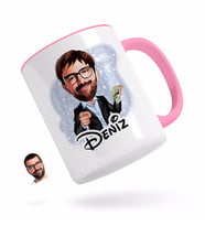 BK Gift Kişiye Özel Erkek Milyoner Karikatürlü Pembe Kupa Bardak-1