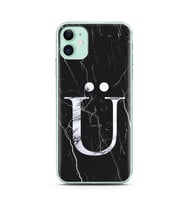 Iphone 11 Siyah Mermer Harf Tasarımlı Telefon Kılıfı Ü-Harfi 