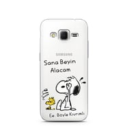 Snoopy Tasarımlı Süper Şeffaf Silikon Telefon Kılıfı Samsung Core Prime