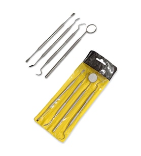 Paslanmaz Çelik Diş Temizleme Ağız Bakımı 4 li Set Ayna Orak Skaler Spatula Cımbız