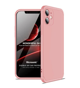 Microsonic Apple iPhone 12 Mini Kılıf Double Dip 360 Protective Rose Gold