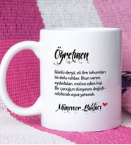 Öğretmen Yazısı ve İsme Özel Tasarımlı Öğretmen Kupa Bardak