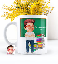 BK Gift Kişiye Özel Erkek Öğrenci Karikatürlü Beyaz Kupa Bardak - 4