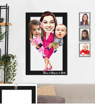 Kişiye Özel Aile Karikatürlü 3D Ahşap Tablo 30x47  Mod-5