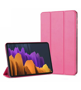 Microsonic Samsung Galaxy Tab S7 Plus T970 Kılıf Slim Translucent Back Smart Cover Pembe
