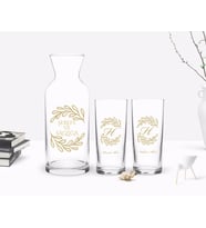 BK Gift Kişiye Özel Renkli Baskılı Baş Harf İsim Tasarımlı İkili Rakı Bardağı ve Karaf Hediye Seti-7 (Model 1)