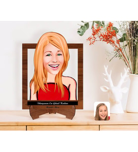BK Gift Kişiye Özel Kadınlar Günü Dünyanın En Güzel Kadını Karikatürlü Ahşap Standlı 3D Biblo-5 (Beyaz)
