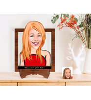 BK Gift Kişiye Özel Kadınlar Günü Dünyanın En Güzel Kadını Karikatürlü Ahşap Standlı 3D Biblo-5 (Beyaz)