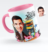 BK Gift Kişiye Özel Bay Öğretmen Karikatürlü Pembe Kupa Bardak  2