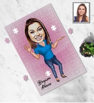 Kişiye Özel İş Kadını Karikatürlü A4 99 Parça Puzzle Bayan-12