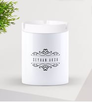 BK Gift Kişiye Özel İsimli Seramik Kül Tablası-9 (Beyaz)