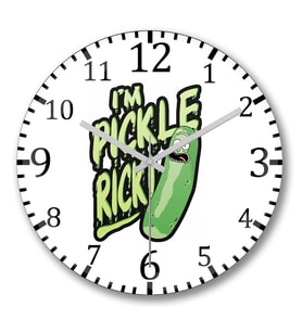Pickle Rick Duvar Saati Bombeli Gercek Cam
