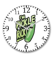Pickle Rick Duvar Saati Bombeli Gercek Cam