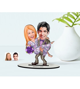 BK Gift Kişiye Özel Sevgili Karikatürlü Ahşap Biblo Model-56 (Beyaz)