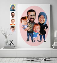 BK Gift Kişiye Özel Aile Karikatürlü Kanvas Tablo (50x70cm.) 3