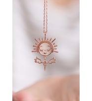 Kar Meleği Figürlü 14K Rose Gold Kaplama Kadın Kolye (Gümüş-Beyaz)
