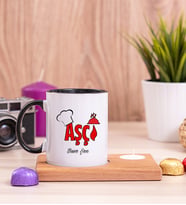 Aşçı Ahşap Altlıklı Mumlu Siyah Kupa Bardak