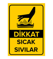 MIGNATIS - Dikkat Sıcak Sıvılar Levhası - Sac Malzeme 50x70cm