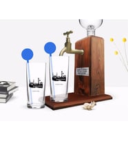 BK Gift Kişiye Özel Renkli Baskılı Ankara Tasarımlı Turistik İkili Vodka Bardağı ve Ahşap Vodka Standı Hediye Seti-2 (Model 1)