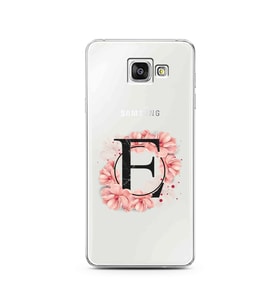 Pembe Çiçekli Harf Tasarım Süper Şeffaf Silikon Telefon Kılıfı Samsung A3 (2016)