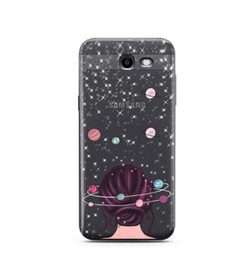 Space Girl Tasarım Süper Şeffaf Silikon Telefon Kılıfı Samsung J3 Prime