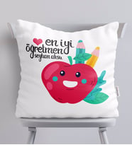 BK Gift Kişiye Özel En İyi Öğretmen Beyaz Yastık-11