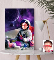 BK Gift Kişiye Özel Astronot Erkek Çocuk Karikatürlü Kanvas Tablo 30x50cm-1