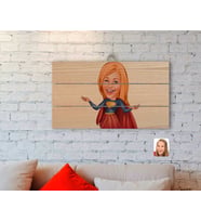 BK Gift Kişiye Özel Süper Girl Karikatürlü Otantik Ahşap Palet Tablo-1